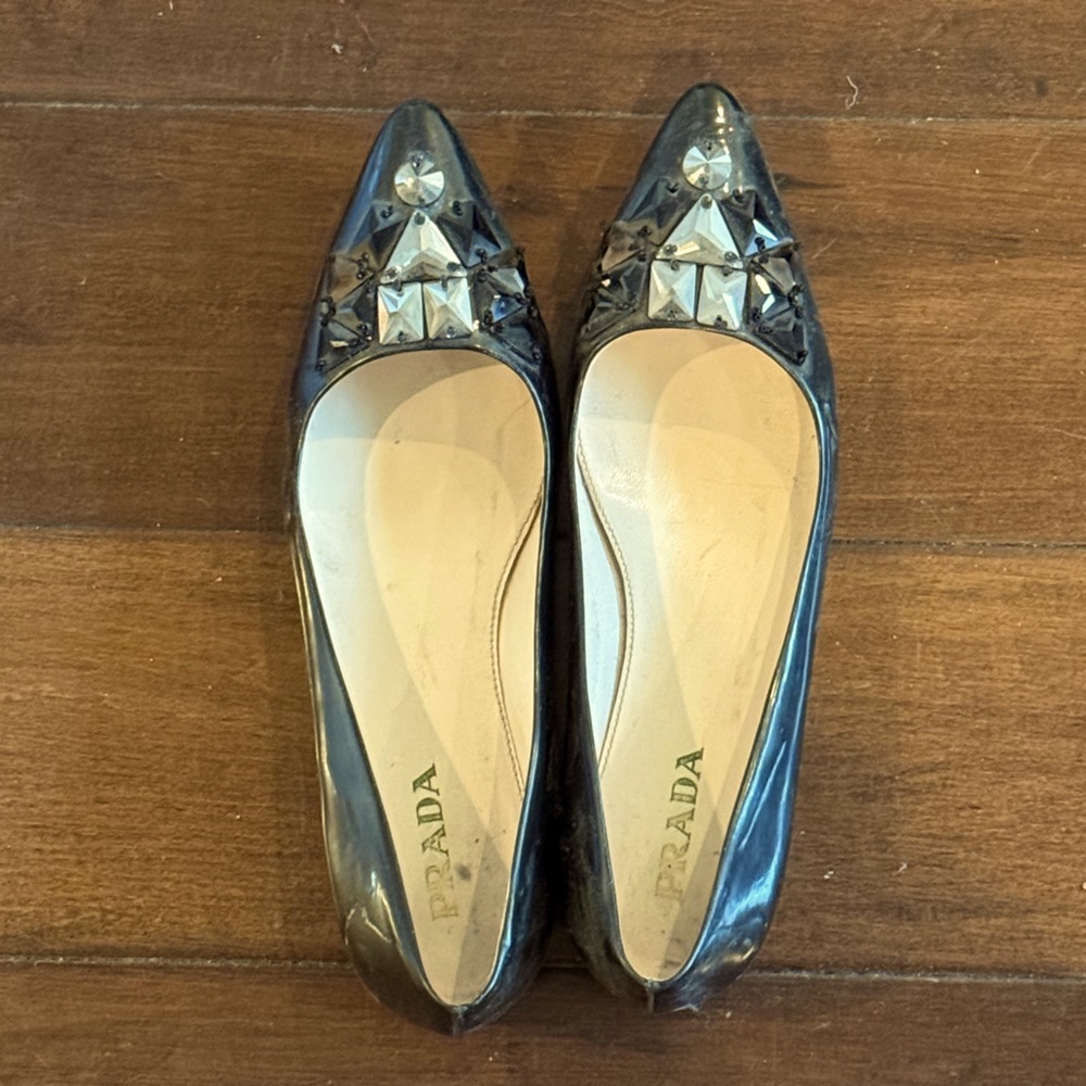 Embellished Prada Flats in Black